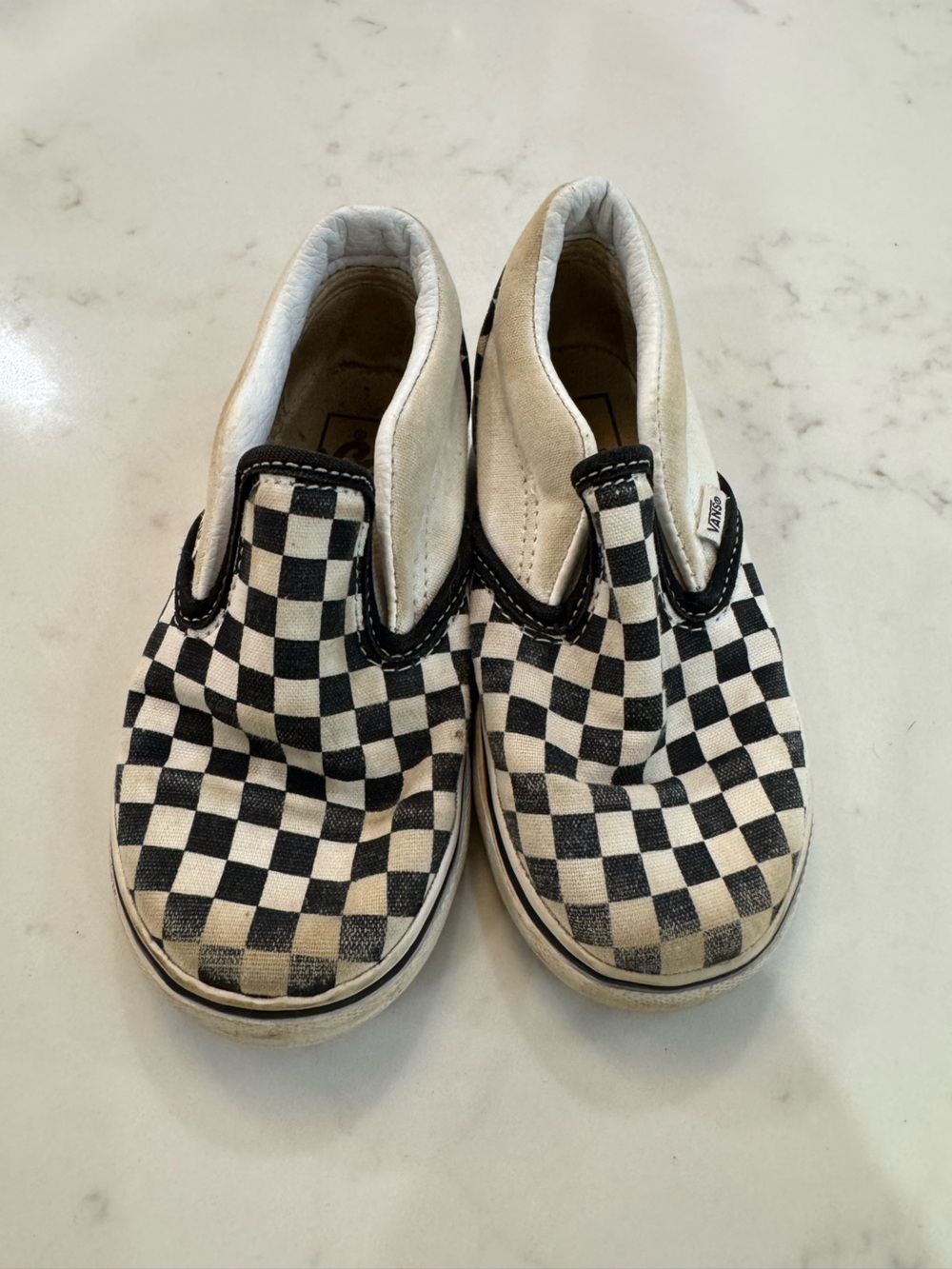 Vans Kids Checkerboard Slip-On Sneakers - Black and White